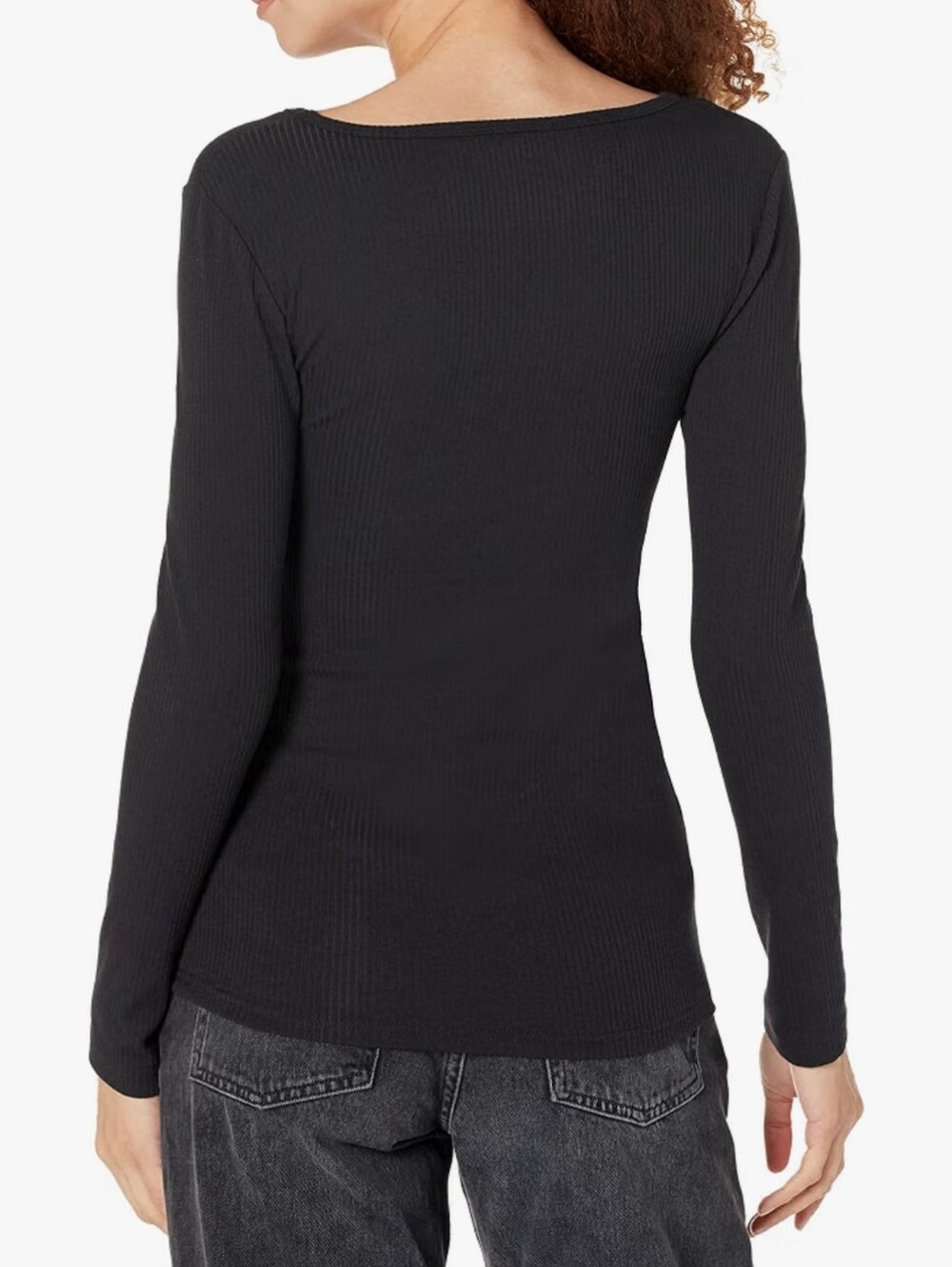 Slim-Fit Rib Scoop Neck Rib Sweater - Picture 3 of 5